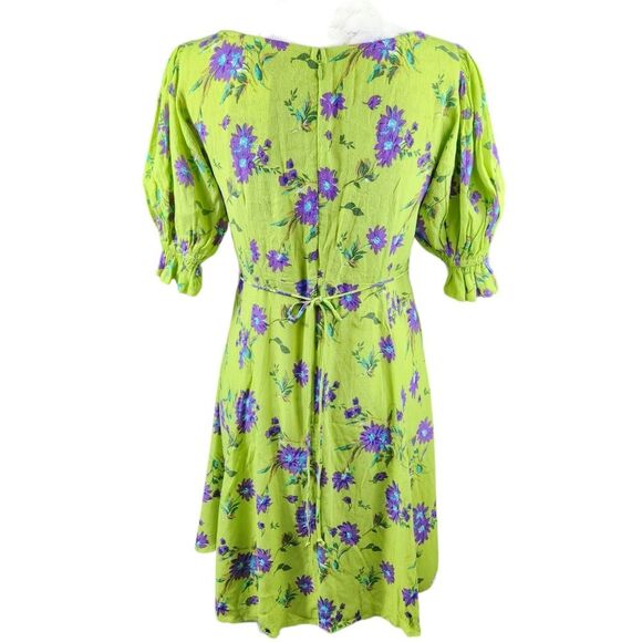 NEW Faithfull The Brand - La Barben Mini Dress - Locanda Floral Green - 4 -Small - Picture 6 of 12